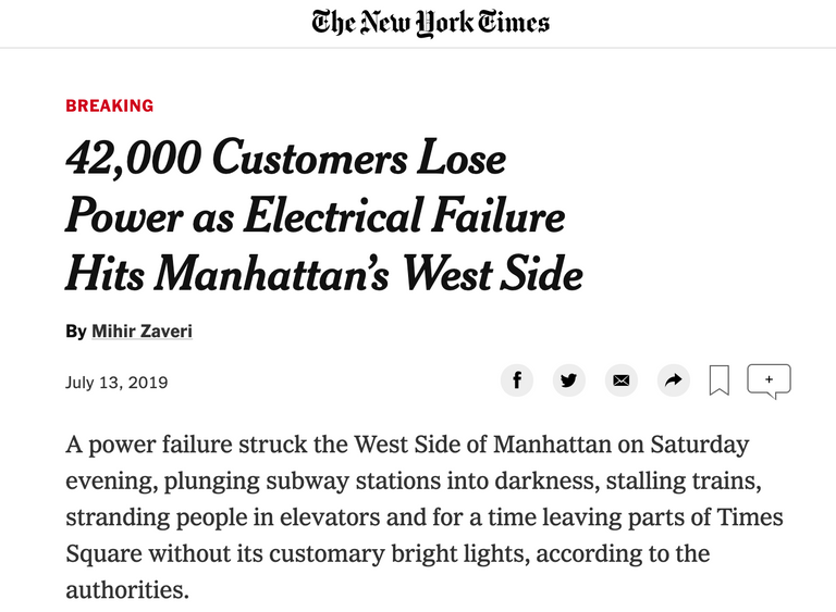 New York Power Outage - July 13th 2019